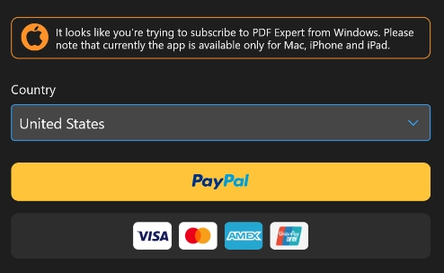 PDF Expert Pricing- Payment Methods